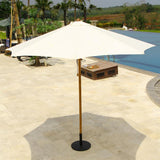 Parasol Ocean Deluxe 250 cm rond Sunproof en teck avec fixations en acier inoxydable et triple poulie