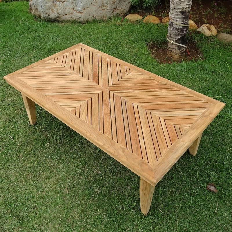 Mosaic sofa table rectangular 123 x 70 cm teak