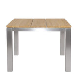 Planka dining table 100 x 100 x 76 cm teak grade A brushed with stainless steel frame