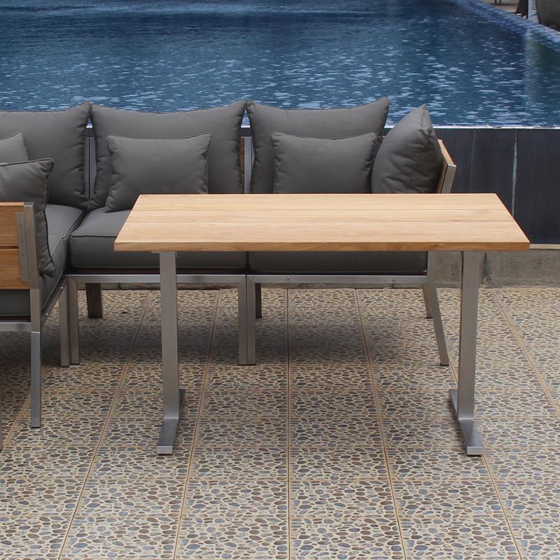 Planka Dining Lounge Table 120 x 80 x 69 cm Teak Grade A brushed with stainless steel frame