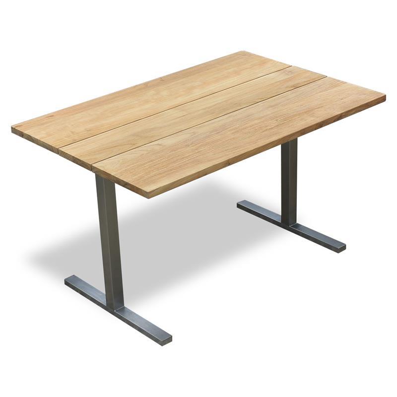 Planka Dining Lounge Table 120 x 80 x 69 cm Teak Grade A brushed with stainless steel frame