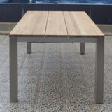 Planka dining table 160 x 100 x 76 cm teak grade A brushed with stainless steel frame