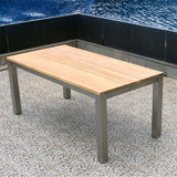 Planka front extension table 250/180 x 90 x 77 cm teak grade A brushed with stainless steel frame