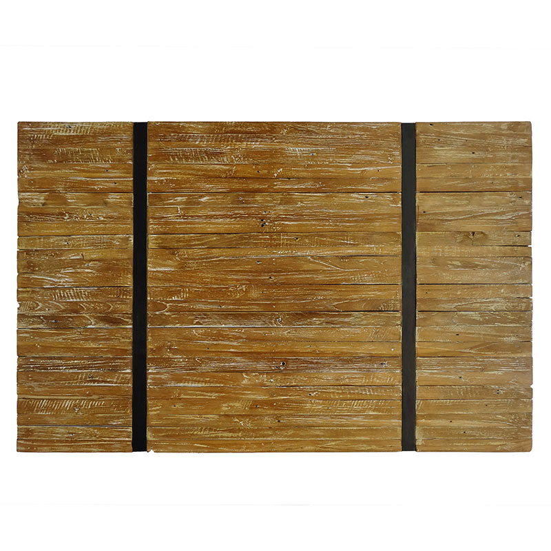 Coffee table Reng 110 x 70 x 40 cm solid whitewash teak slats with steel legs