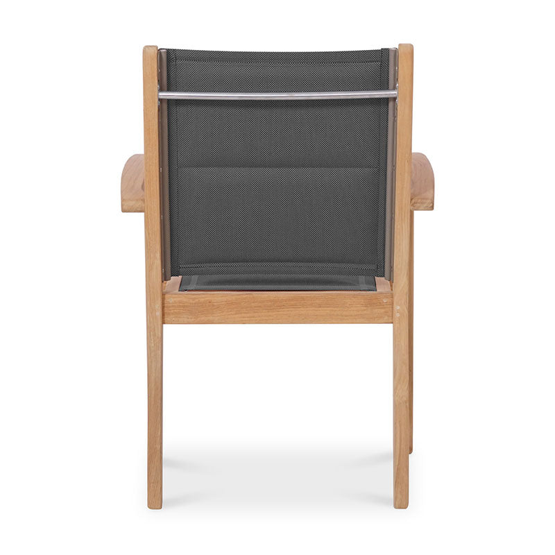 Rivera stacking chair DELUXE - upholstered - Teak GRADE A + Batyline + stainless steel fittings