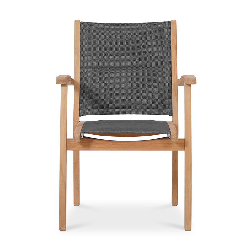 Rivera stacking chair DELUXE - upholstered - Teak GRADE A + Batyline + stainless steel fittings