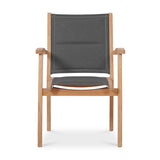 Rivera stacking chair DELUXE - upholstered - Teak GRADE A + Batyline + stainless steel fittings