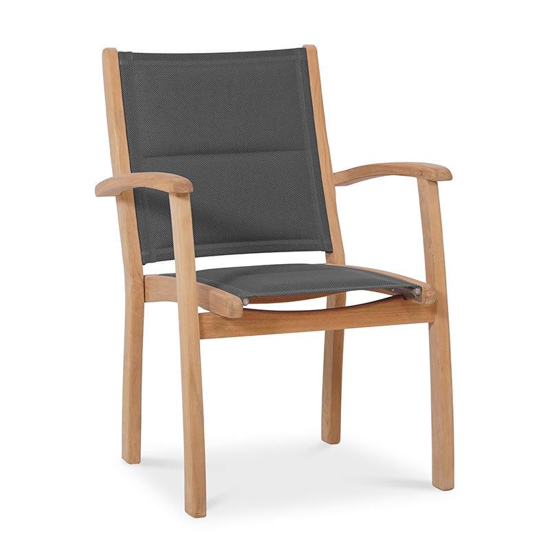 Rivera stacking chair DELUXE - upholstered - Teak GRADE A + Batyline + stainless steel fittings