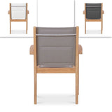 Rivera stacking chair DELUXE - upholstered - Teak GRADE A + Batyline + stainless steel fittings