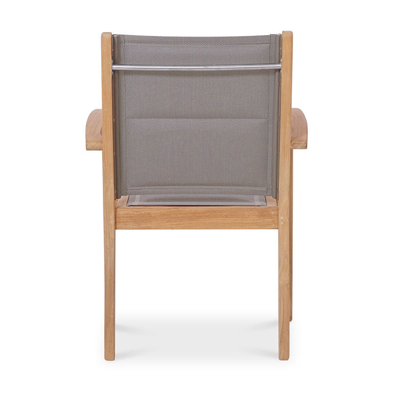 Rivera stacking chair DELUXE - upholstered - Teak GRADE A + Batyline + stainless steel fittings