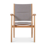 Rivera stacking chair DELUXE - upholstered - Teak GRADE A + Batyline + stainless steel fittings