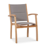 Rivera stacking chair DELUXE - upholstered - Teak GRADE A + Batyline + stainless steel fittings