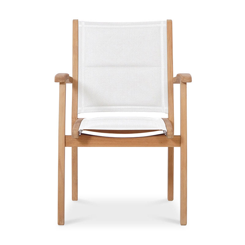 Rivera stacking chair DELUXE - upholstered - Teak GRADE A + Batyline + stainless steel fittings