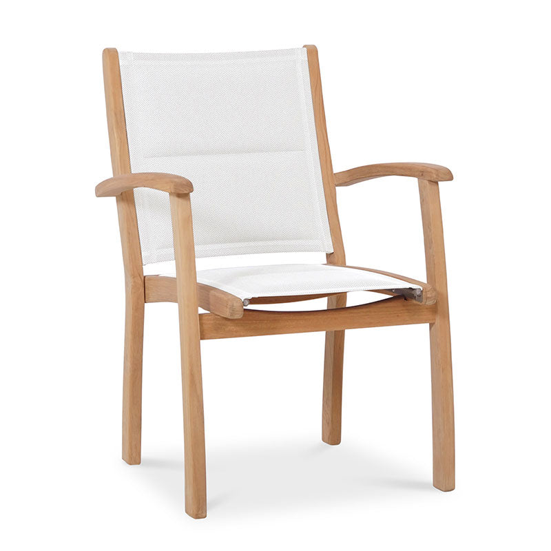 Rivera stacking chair DELUXE - upholstered - Teak GRADE A + Batyline + stainless steel fittings