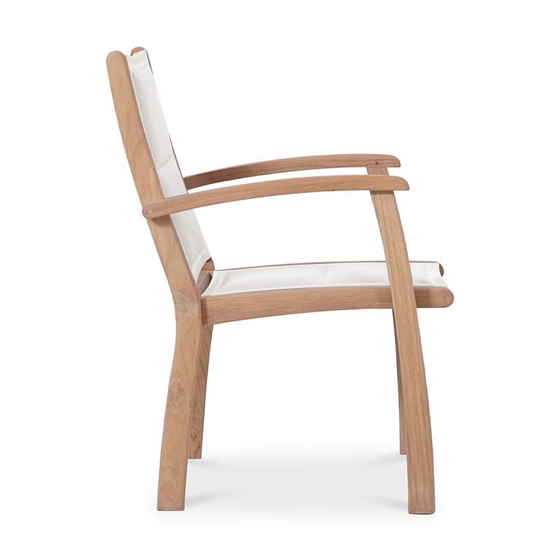 Rivera stacking chair DELUXE - upholstered - Teak GRADE A + Batyline + stainless steel fittings