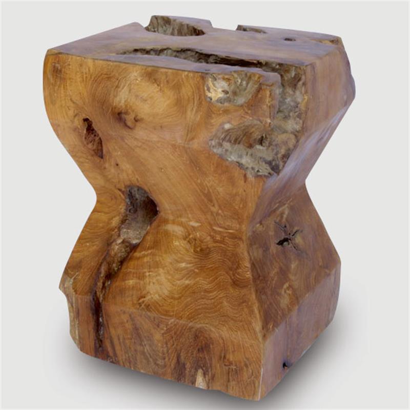 Teak stool "Hourglass" solid