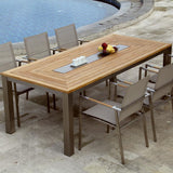 Signature Tisch rechteckig 220 x 100 x 76 cm Teak mit Edelstahlablage in der Mitte