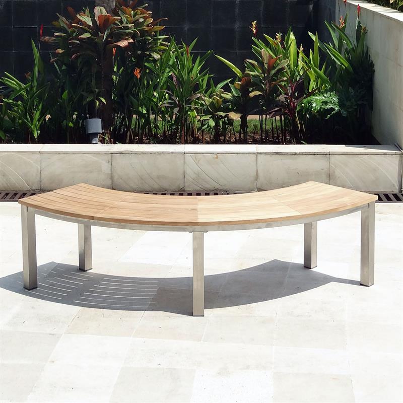 Banc Signature sans dossier 176 x 65,5 x 45 cm - Qualité teck certifiée avec structure en acier inoxydable