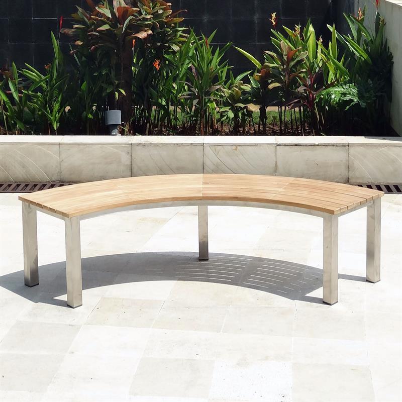 Banc Signature sans dossier 176 x 65,5 x 45 cm - Qualité teck certifiée avec structure en acier inoxydable