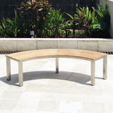 Banc Signature sans dossier 176 x 65,5 x 45 cm - Qualité teck certifiée avec structure en acier inoxydable