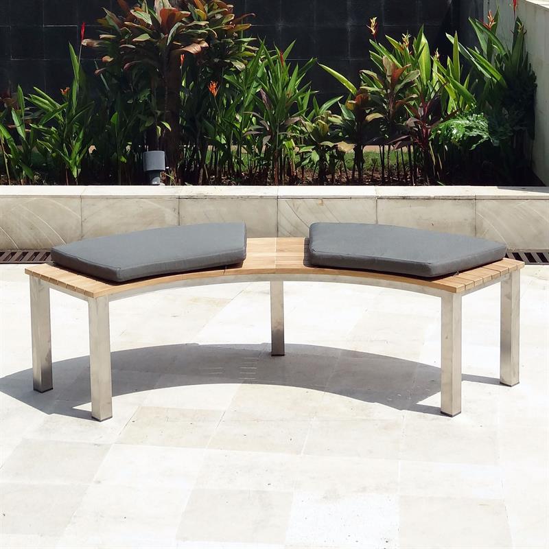 Banc Signature sans dossier 176 x 65,5 x 45 cm - Qualité teck certifiée avec structure en acier inoxydable