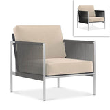 Snix Sofa/Sessel 1 Sitzer  75x78,5x74,5cm -  rostfreier Edelstahl, Batyline und Rope-Material