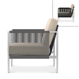 Snix Sofa/Armchair 1 Seater 75x78.5x74.5cm - stainless steel, Batyline and rope material