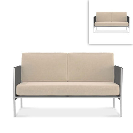 Snix Sofa 2 Sitzer  143x78,5x74,5cm -  rostfreier Edelstahl, Batyline und Rope-Material