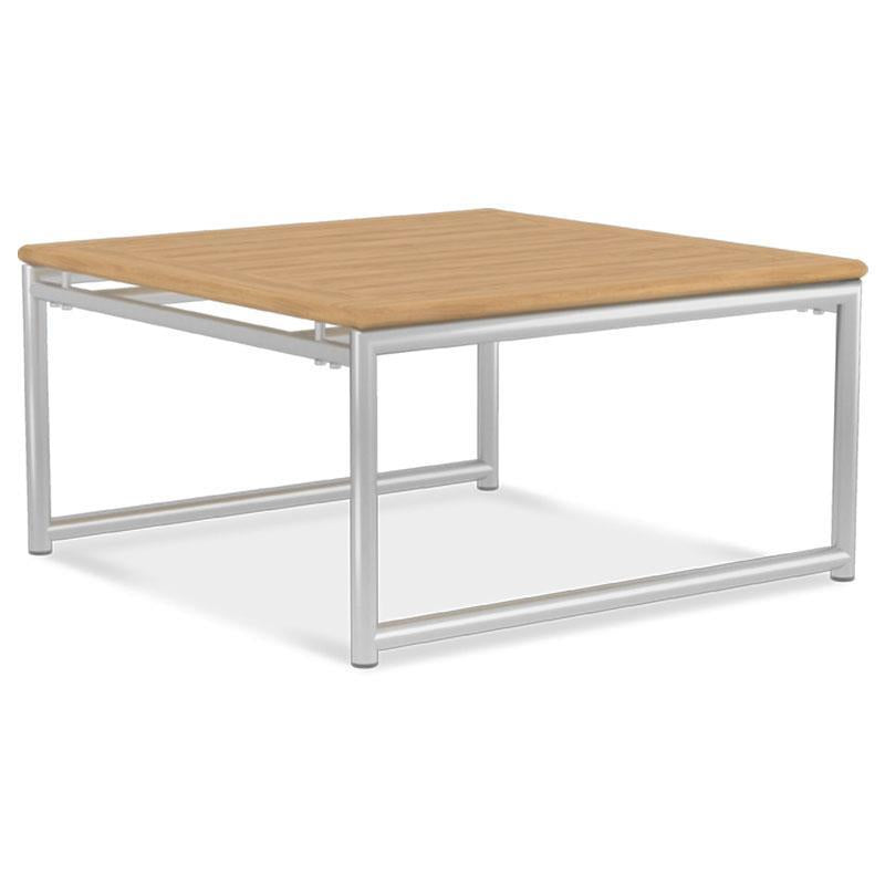 Table d'angle Snix carrée 77,5 x 77,5 x 41 cm - acier inoxydable + teck certifié GRADE A