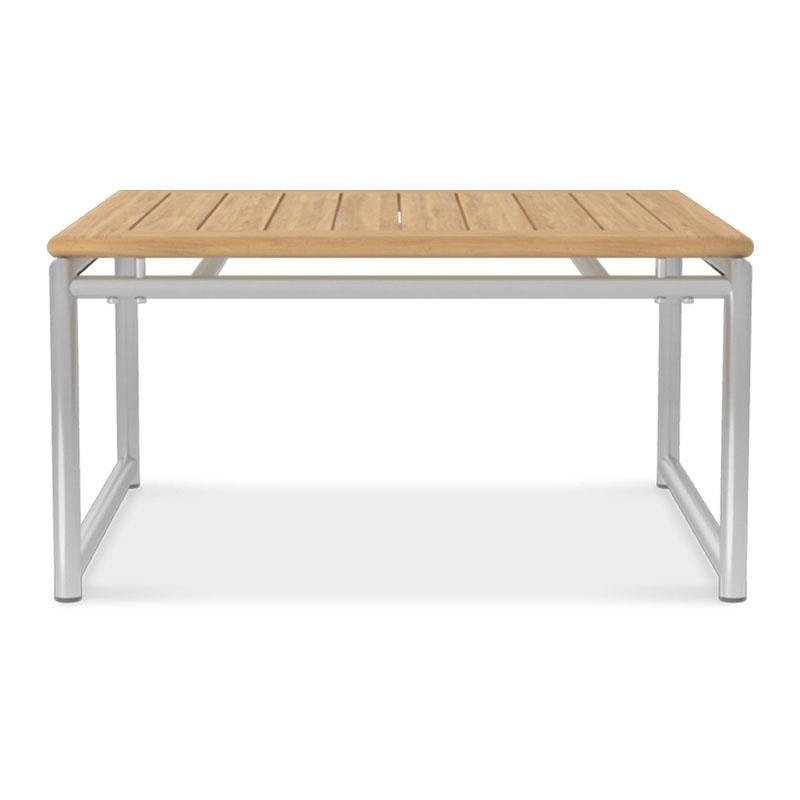 Table d'angle Snix carrée 77,5 x 77,5 x 41 cm - acier inoxydable + teck certifié GRADE A