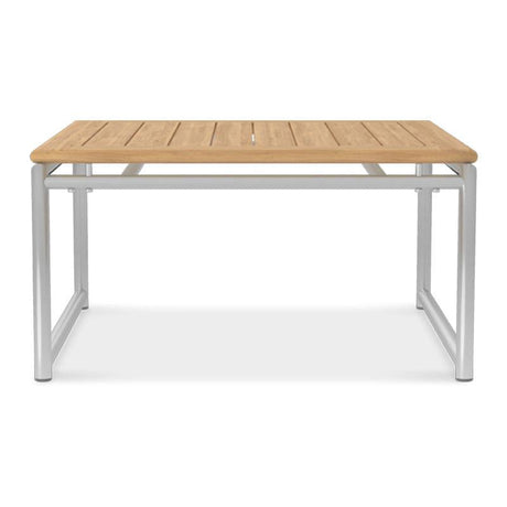 Table d'angle Snix carrée 77,5 x 77,5 x 41 cm - acier inoxydable + teck certifié GRADE A