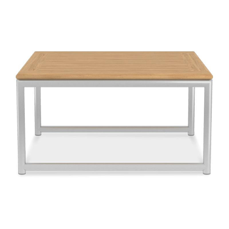 Table d'angle Snix carrée 77,5 x 77,5 x 41 cm - acier inoxydable + teck certifié GRADE A