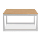 Table d'angle Snix carrée 77,5 x 77,5 x 41 cm - acier inoxydable + teck certifié GRADE A