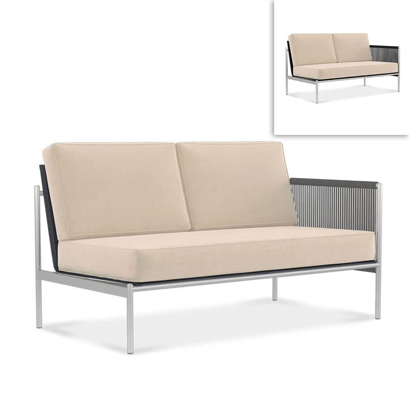 Snix Lounge 2 seater left 139.5x78.5x74.5cm - stainless steel, Batyline and rope material