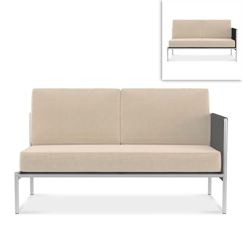 Snix Lounge 2 seater left 139.5x78.5x74.5cm - stainless steel, Batyline and rope material