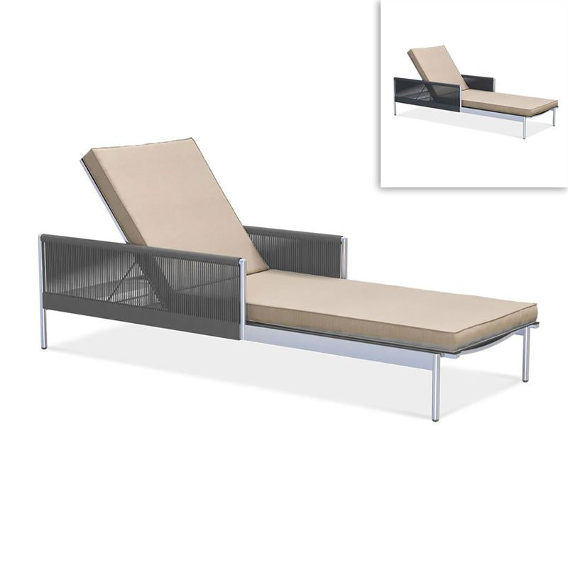 Snix lounger 205x73.5x50cm - stainless steel, Batyline and rope material