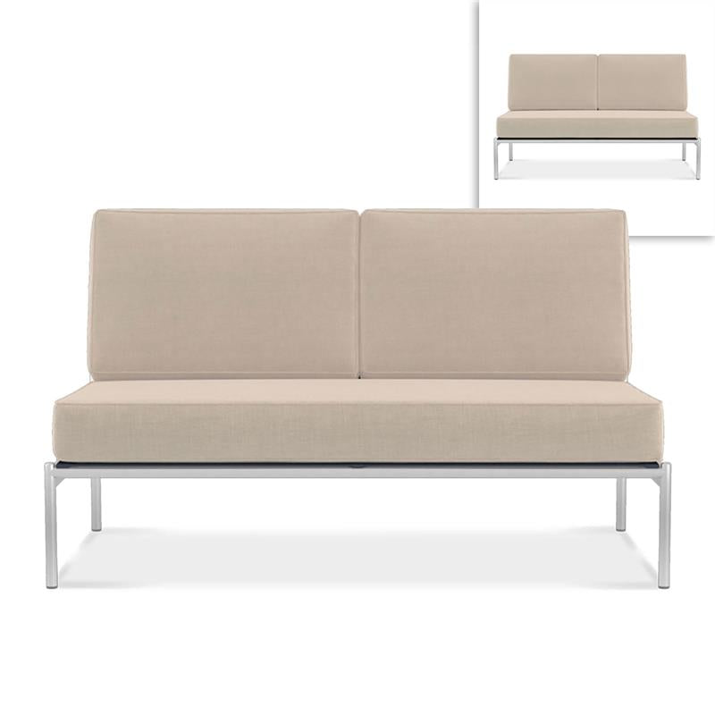 Module central Snix Lounge 2 places 136x78,5x74,5cm - acier inoxydable, matériau Batyline et corde