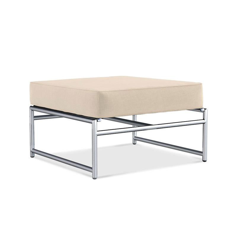 Pouf / tabouret lounge Snix 77,5x70x29cm - matériau acier inoxydable, batyline et corde