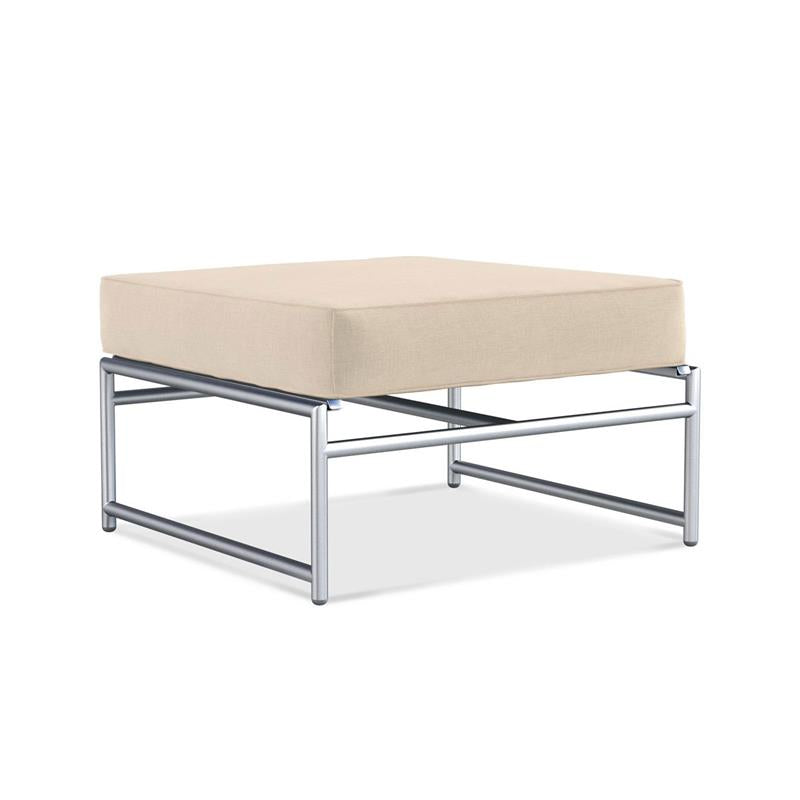 Pouf / tabouret lounge Snix 77,5x70x29cm - matériau acier inoxydable, batyline et corde