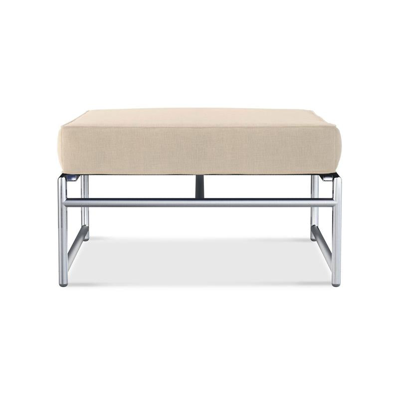 Pouf / tabouret lounge Snix 77,5x70x29cm - matériau acier inoxydable, batyline et corde