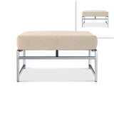 Pouf / tabouret lounge Snix 77,5x70x29cm - matériau acier inoxydable, batyline et corde