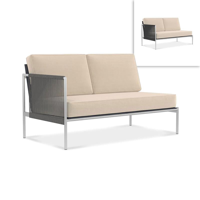 Snix Lounge 2 places droite 139,5x78,5x74,5cm - acier inoxydable, matériau Batyline et corde