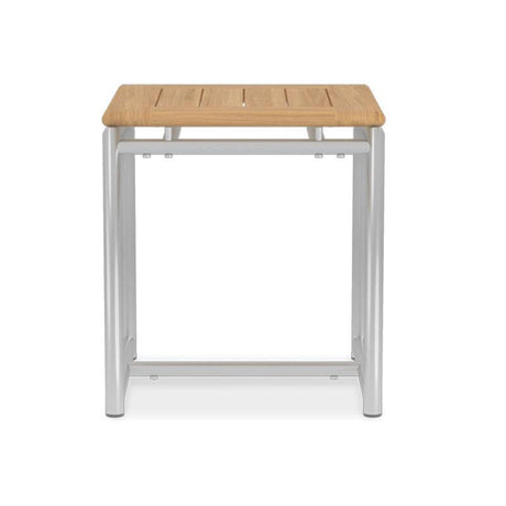 Table d'appoint Snix 45 x 45 x 50 cm - acier inoxydable + teck certifié GRADE A