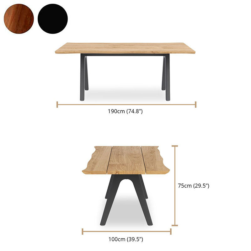 Stor Baumkantentisch 190 x 95-105 x 75 cm Teak mit Aluminium- oder Teakgestell