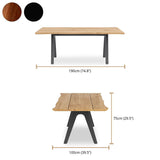 Stor tree edge table 190 x 95-105 x 75 cm teak with aluminum or teak frame