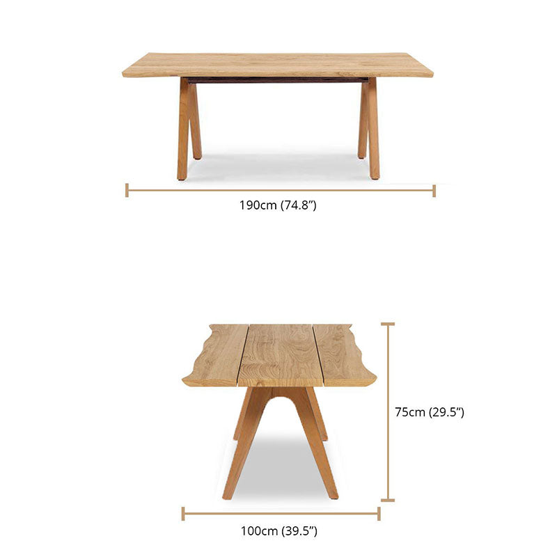 Stor tree edge table 190 x 95-105 x 75 cm teak with aluminum or teak frame