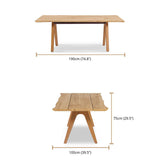 Table de bord Stor Tree 190 x 95-105 x 75 cm en teck avec structure en aluminium ou en teck