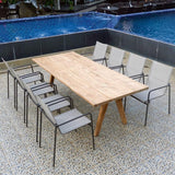 Stor Baumkantentisch 240 x 95-105 x 75,9 cm Teak mit Aluminium- oder Teakgestell