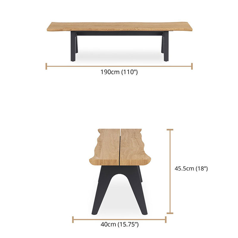 Banc Stor Tree Edge 190 x 43-47 x 45 cm en teck avec structure en aluminium ou en teck