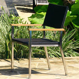 Florence stacking chair wicker with stainless steel and teak